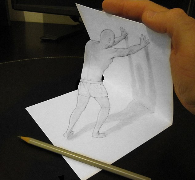 艺术家绘3d铅笔画奇迹跃然纸上