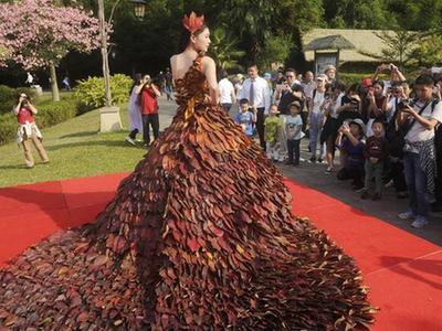  广东清远森波拉举办“红叶时装秀”吸引游人眼球