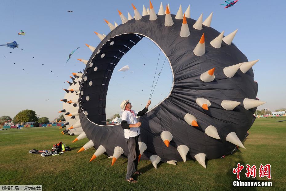 卡塔尔举办国际风筝节 造型玩出新“高度”