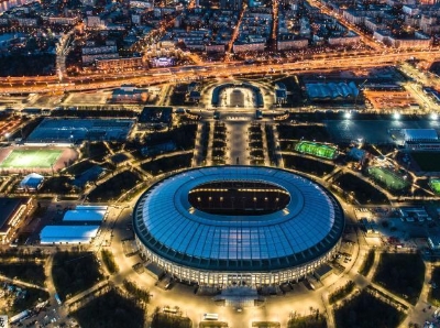  俄罗斯世界杯前夕 看卢日尼基体育场醉人夜景