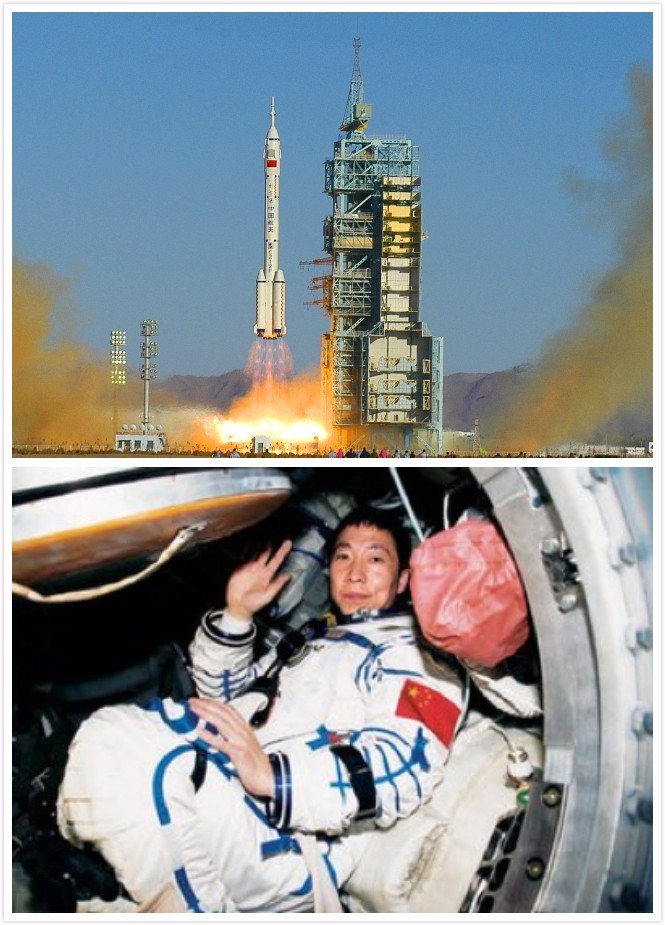 2003年10月15日,"神舟五号"发射,将航天员杨利伟送入太空.