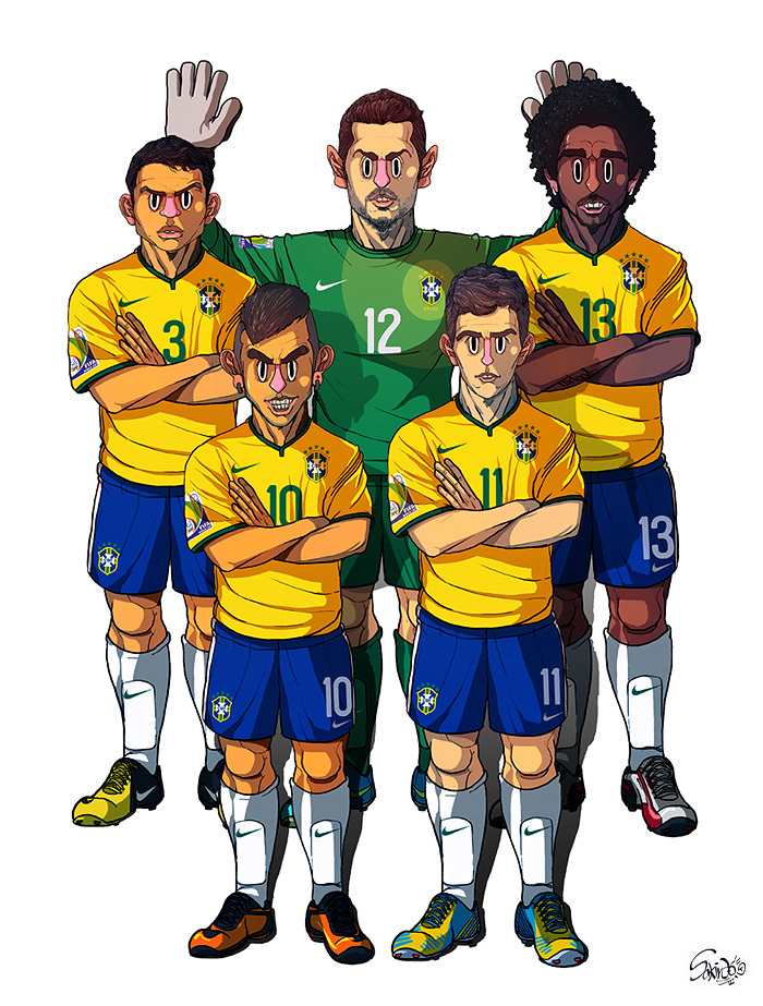 巴西世界杯16强漫画秀