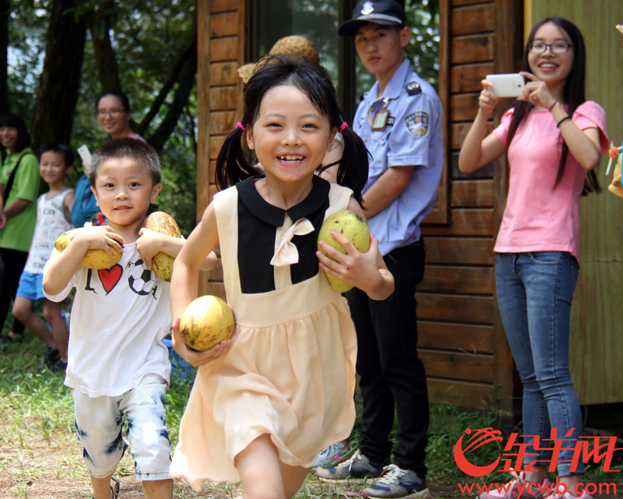 清远水果运动会来了一帮萌娃:吃火龙果比赛 抱