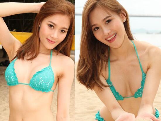港女星比基尼出镜 美胸性感笑容甜美