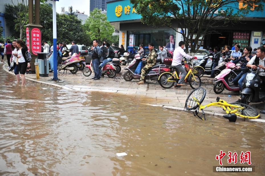 昆明普降暴雨 市区一夜变泽国