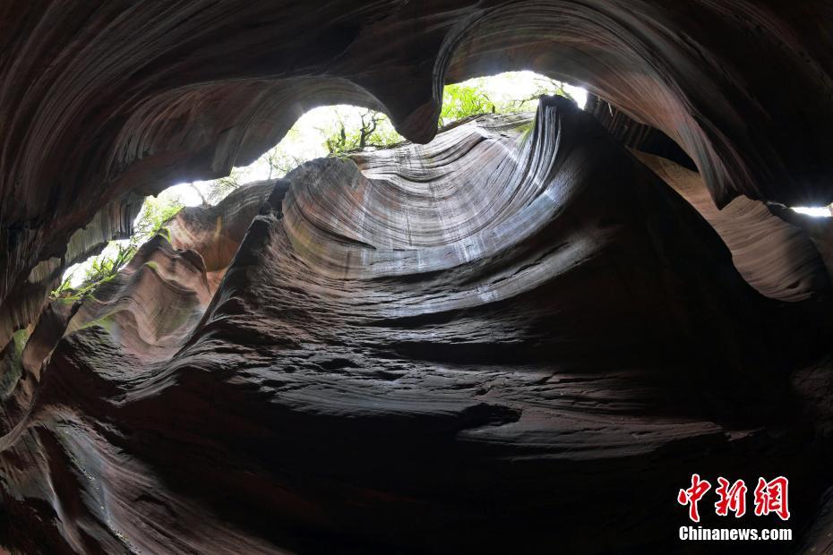 陕西甘泉一峡谷曲线峡壁犹如“岩石舞者”