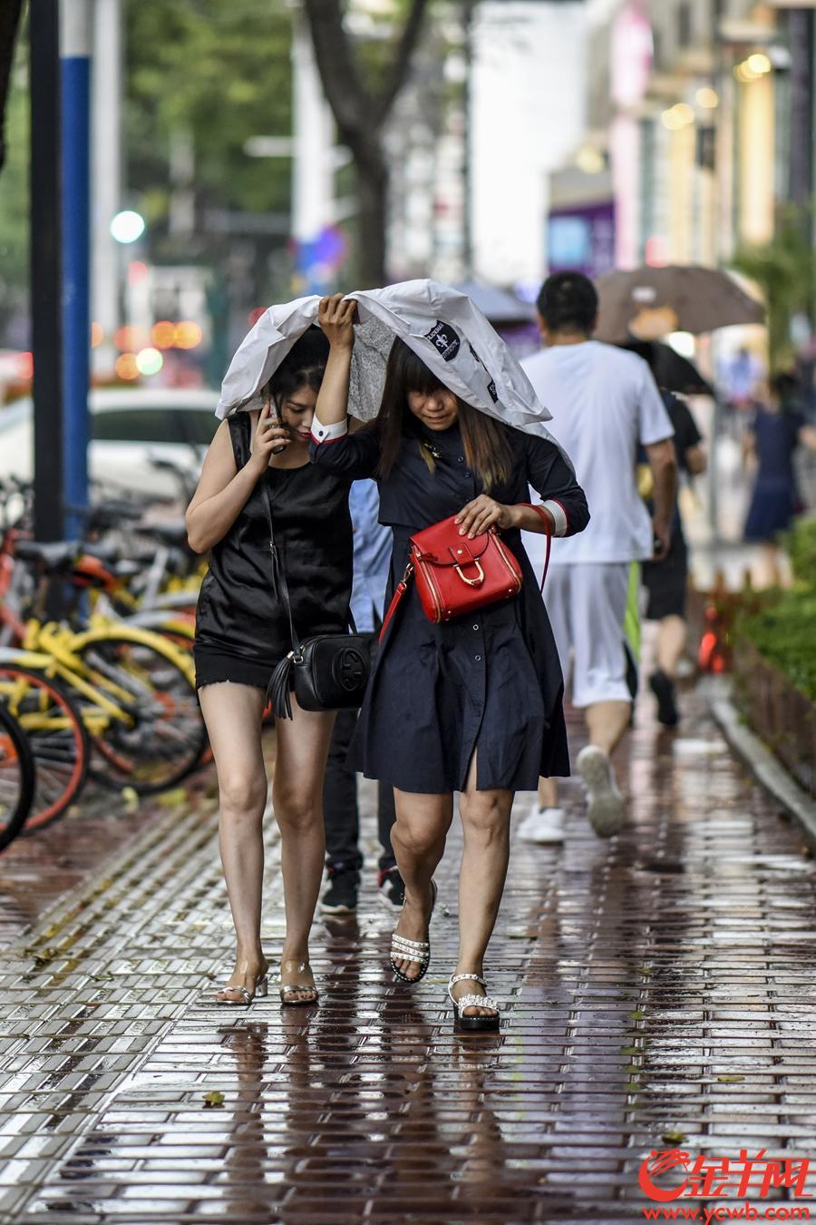 广州突降大雨 市民雨中奔波